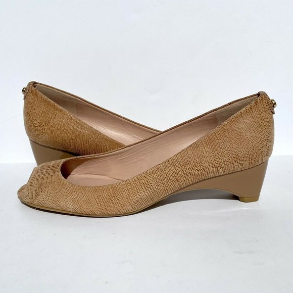 Stuart Weitzman Logosavior Peep Toe Wedge Pumps
